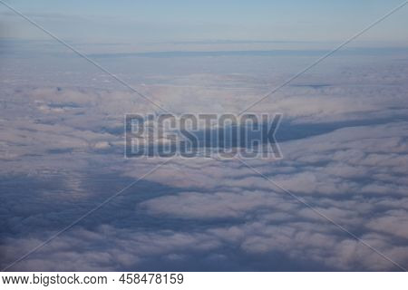 Clody Blue Sky Aeral View Above From Air