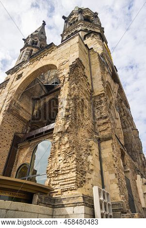 Berlin, Germany - June 29, 2022: Memorial Church Or Kaiser Wilhelm  Gedächtniskirche. A Monument Aga