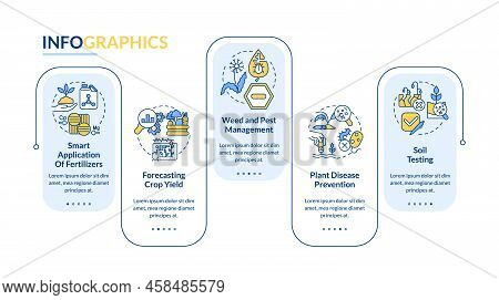 Increased Crop Yield Blue Rectangle Infographic Template. Agribusiness. Data Visualization With 5 St