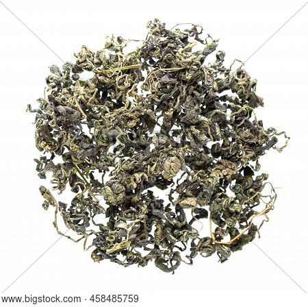 Dry Gynostemma Pentaphyllum Leaf Isolated On White Blackground. Jiaogulan Or Miracle Grass. Chinese 