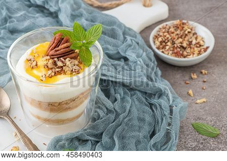 Natas Do Ceu Is A Traditional Portuguese Dessert Made With Cream, Eggs And Biscuits Decorated With P