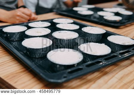 Cooking Sweet Cupcakes With Candied Fruits On The Culinary Mk. We Cook At Home.
