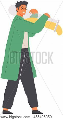 Scientist Makes Laboratory Analysis With Equipment. Chemist Conducting Scientific Experiment, Chemic