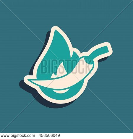 Green Hot Chili Pepper Pod Icon Isolated On Green Background. Design For Grocery, Culinary Products,
