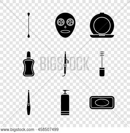 Set Cotton Swab For Ears, Facial Cosmetic Mask, Makeup Powder With Mirror, Nail File, Cream Tube, Ba