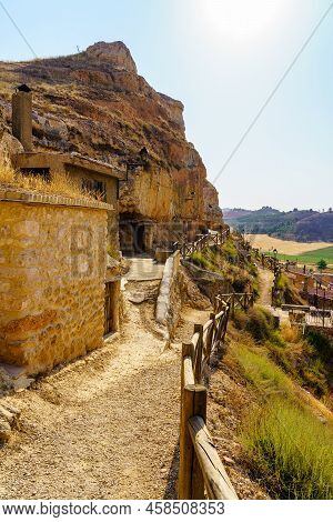 Very Old Cave Houses In The Mountain That Were Used To Make White Wine Ribera De Duero, Soria.