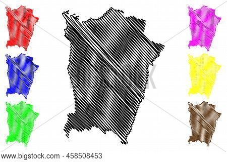 Penang Island (malaysia, Malay Archipelago) Map Vector Illustration, Scribble Sketch Pulau Pinang Ma