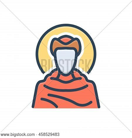 Color Illustration Icon For Francis Saint Sage Wiseman Sapient Monk Catholic Catholicism Faith Relig