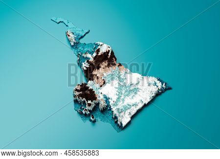 Topographic Cameroon Map Hypsometric Elevation Tint Spectral Shaded Relief Map 3d Illustration