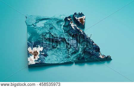 Topographic Egypt Map Hypsometric Elevation Tint Spectral Shaded Relief Map 3d Illustration