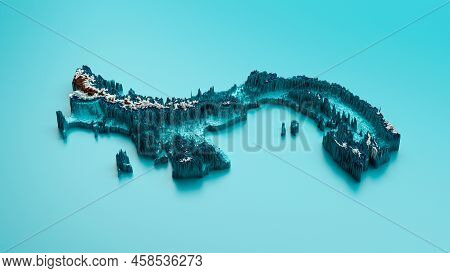 Topographic Panama Map Hypsometric Elevation Tint Spectral Shaded Relief Map 3d Illustration