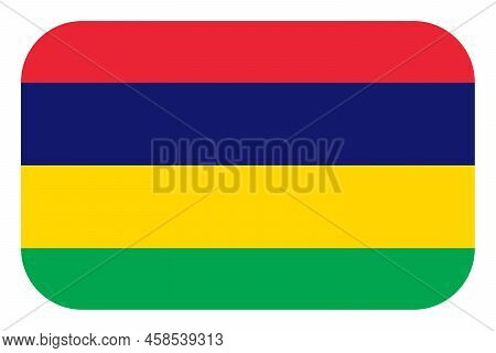 Flag Of Mauritius. Mauritian National Symbol In Official Colors. Template Icon. Abstract Vector Back