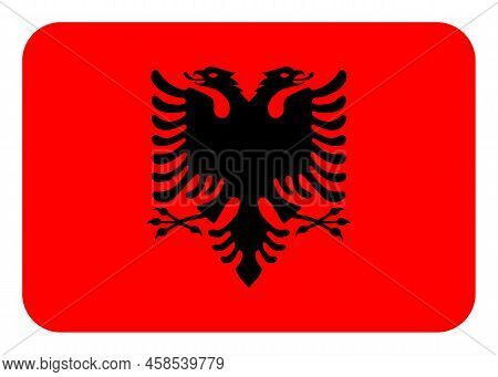 Flag Of Albania. Albanian National Symbol In Official Colors. Template Icon. Abstract Vector Backgro