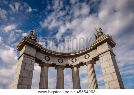 Szczegóły oraz Bagration most niebieski niebo w tle, Moskwa, Federacja Rosyjska