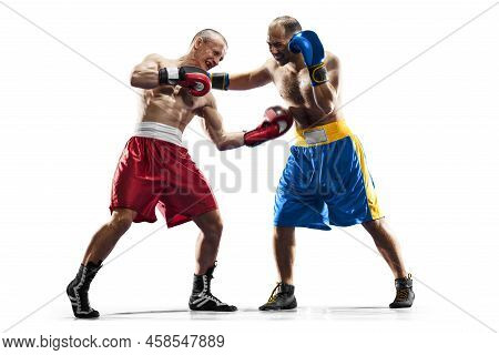 2 Two Professional Box Figters Isolated On The White Background