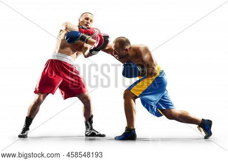 2 Two Professional Box Figters Isolated On The White Background