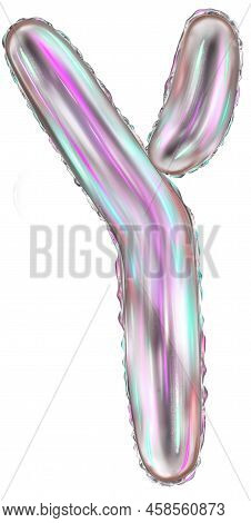 Silver Foil Inflatable Toys Font Hebrew Letters Balloons. 3d Illustration Of A Realistic Letter Tsad