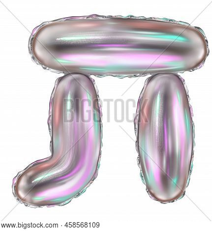 Silver Foil Inflatable Toys Font Hebrew Letters Balloons. 3d Illustration Of A Realistic Letter Tav 