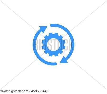 Execute Icon,  Implement Integration Process Rotation, Customization Cycle Gear Wheel Pictogram  Log