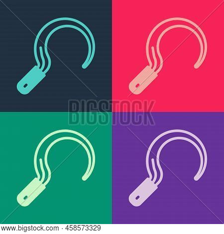 Pop Art Sickle Icon Isolated On Color Background. Reaping Hook Sign. Vector