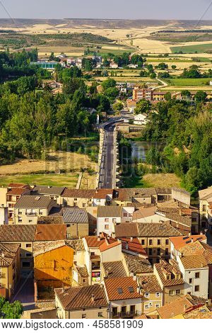 Aerial View Of The Roman Bridge That Crosses The Douro River As It Passes Through San Esteban De Gor