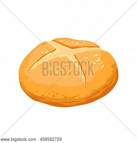 Bun Bread Cartoon Vector. Loaf Food, Bakery Baget, Pastry Grain, Cereal Cake Bun Bread Vector Illust