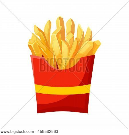 French Fries Box Cartoon Vector. Red Package, Fast Food Salt Menu French Fries Box Vector Illustrati