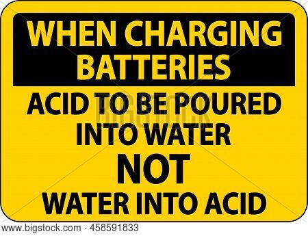 Acid To Be Poured Into Water Sign On White Background