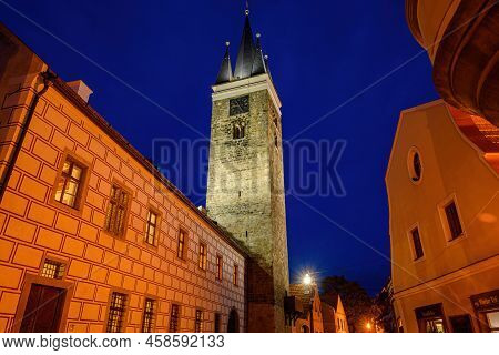 Tower Of The Church Of The Holy Spirit In Telc, Czech Republic