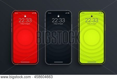 Different Assorted Minimalist Red Black Bright Green 3d Smooth Blurred Layered Circles Wallpaper Set