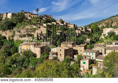 View Of Deya Town In Mallorca Island (spain)