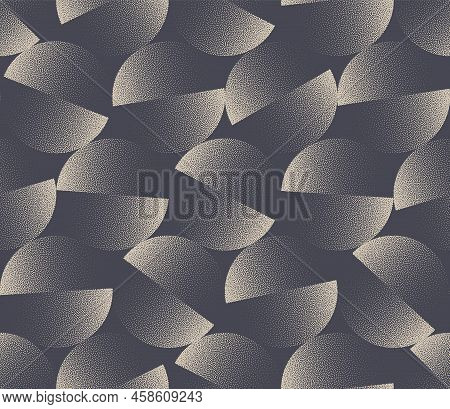 Different Shifted Circles Seamless Pattern Vector Unique Abstract Background. Modern Unusual Textile