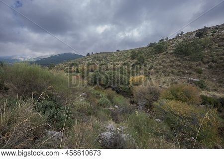 Views Of The Mediano Stream, In The Hueco De San Blas Valley, A Very Popular Place For Hikers Locate