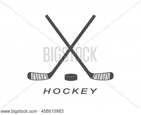 Hockey. A Hockey Stick With A Puck. Vector Icon For A Creative Idea. Flat Style