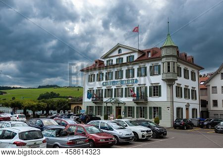 Kussnacht Am Rigi, Switzerland - July 7, 2022: Hotel Du Lac Seehof Is A Hotel In The Swiss Historica