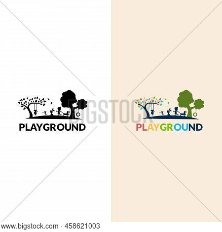 Playground Vector Logo Illustration. Playgroup, Preschool, Kindergarten Logo Template