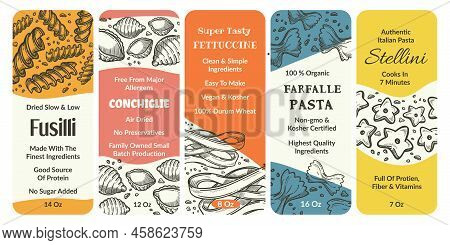 Italian Pasta Label Set, Product Package Design