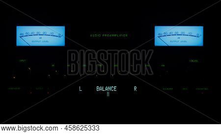 Preamplifier With Power Output Meters And 8-band Equalizer Glowing In The Dark