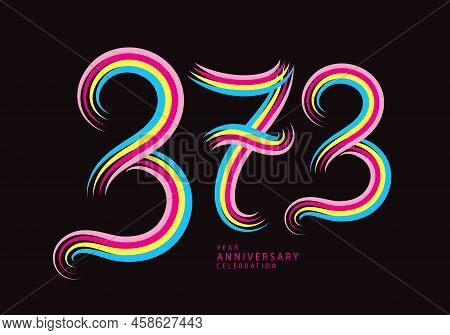 373 Number Design Vector, Graphic T Shirt, 373 Years Anniversary Celebration Logotype Colorful Line,
