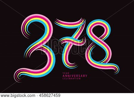 378 Number Design Vector, Graphic T Shirt, 378 Years Anniversary Celebration Logotype Colorful Line,
