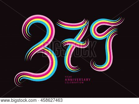 379 Number Design Vector, Graphic T Shirt, 379 Years Anniversary Celebration Logotype Colorful Line,