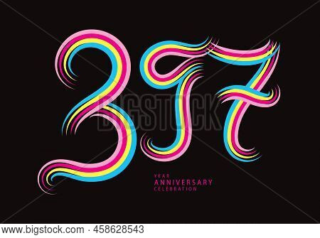 397 Number Design Vector, Graphic T Shirt, 397 Years Anniversary Celebration Logotype Colorful Line,