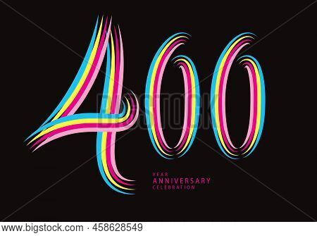 400 Number Design Vector, Graphic T Shirt, 400 Years Anniversary Celebration Logotype Colorful Line,