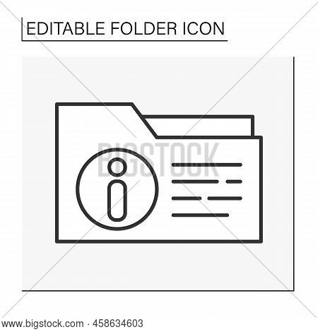 Document Case Line Icon. Folder With Information And Documents. Folder Concept. Isolated Vector Illu