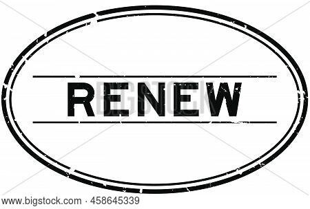 Grunge Black Renew Word Rubber Seal Stamp On White Background