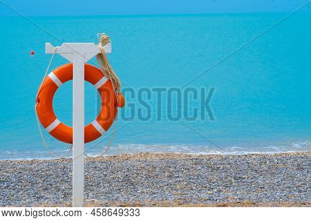 Life Summer Mexico Preserver Beach Sky Sea Save Protection Buoy, Concept Belt Guard From Coast From 