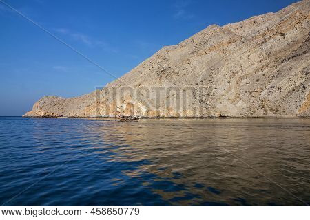 Oman Sea View, Rock Mountain Fjords, Khasab.