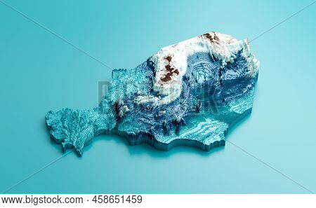 Topographic Niger Map Hypsometric Elevation Tint Spectral Shaded Relief Map 3d Illustration