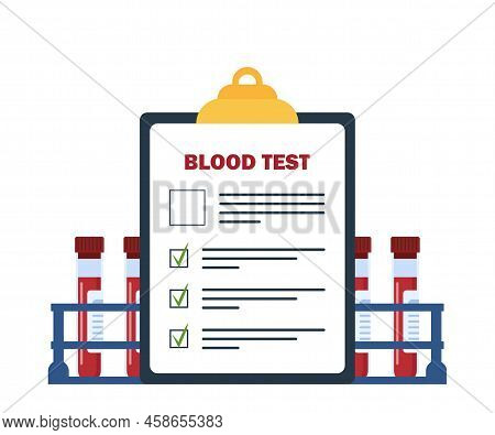 Medical Blood Test Concept. Chemical Laboratory Analysis, Medical Office Or Laboratory. Patient Bloo