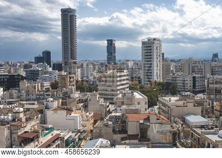 High Angle View Of Skyline Of Nicosia City, Cyprus